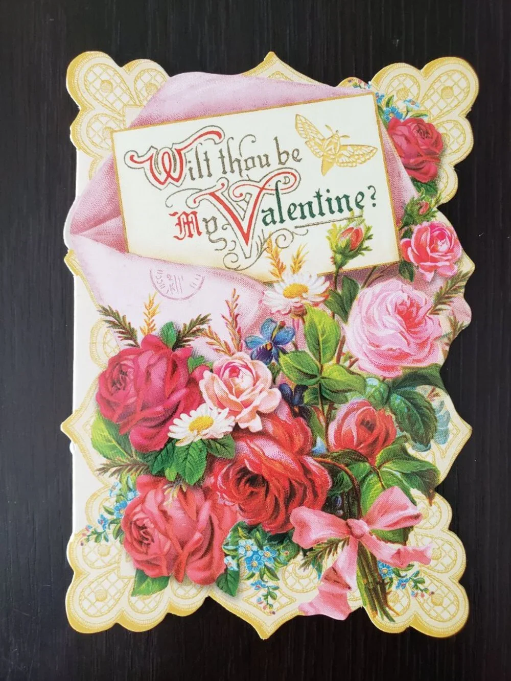 Victorian Girl in Basket, Framed Girl Boy, Cupid Valentine's Day Card Lot of 4